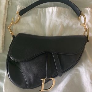 Christian Dior black saddle bag